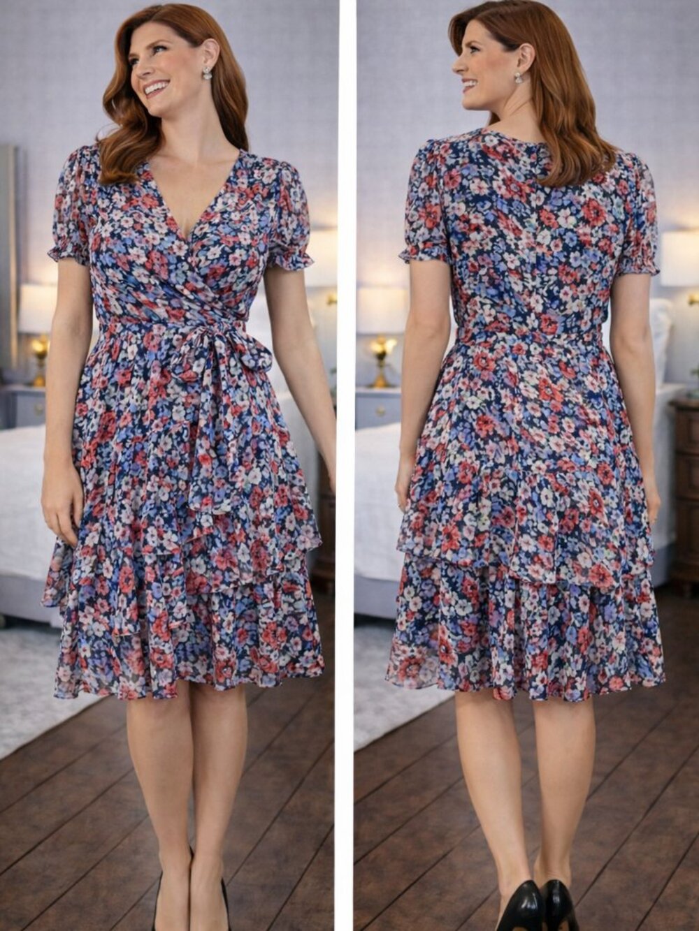 NWT Tahari Arthur S. Levine Floral Wrap Dress $148